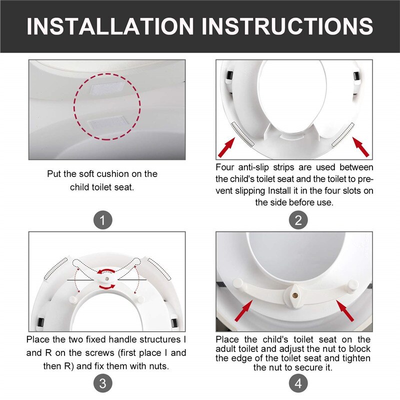 Multifunctiona Baby Potty Training Seat Portable Toddlers Kids Potties Trainer Seats with Soft Cushion Anti-Slip Potty Ring